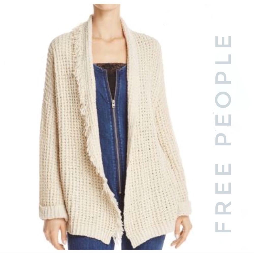 🌿- FREE PEOPLE cardigan sweater w/fringe deta…